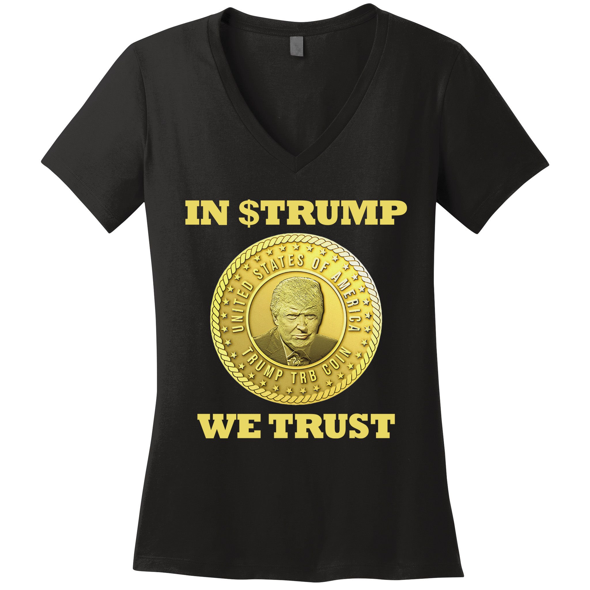 In $Trump We Trust Meme Coin Women's V-Neck T-Shirt