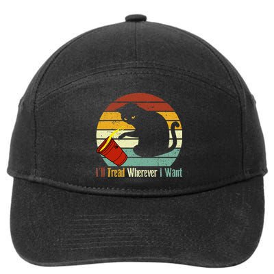 ILl Tread Wherever I Want Funny Cat Lover 7-Panel Snapback Hat