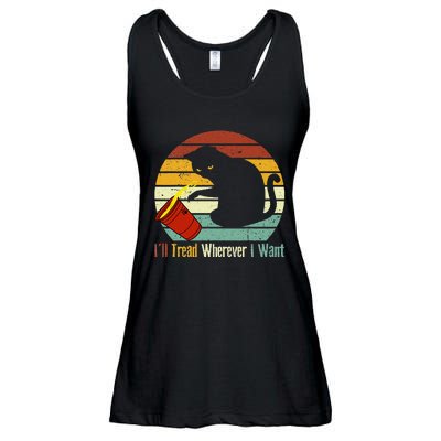 ILl Tread Wherever I Want Funny Cat Lover Ladies Essential Flowy Tank