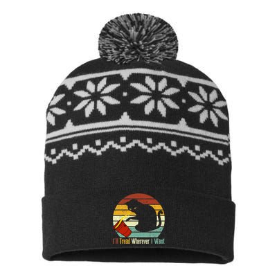 ILl Tread Wherever I Want Funny Cat Lover USA-Made Snowflake Beanie