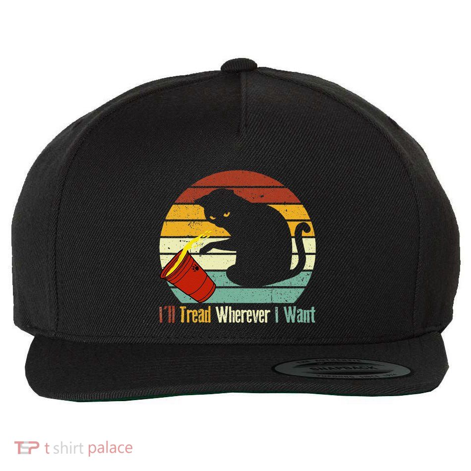 ILl Tread Wherever I Want Funny Cat Lover Wool Snapback Cap