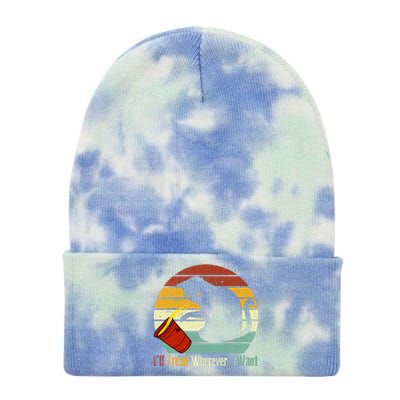 ILl Tread Wherever I Want Funny Cat Lover Tie Dye 12in Knit Beanie