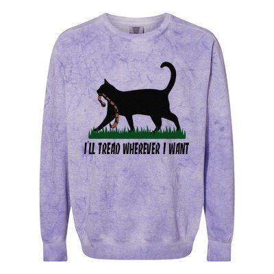 ILl Tread Wherever I Want Cat Ladies For Kamala Funny Colorblast Crewneck Sweatshirt