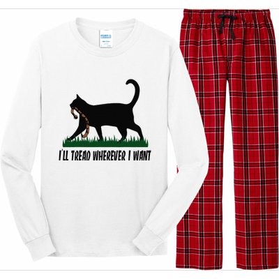 ILl Tread Wherever I Want Cat Ladies For Kamala Funny Long Sleeve Pajama Set