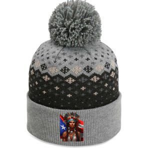 Indigenous Taino Woman Puerto Rican Flag Caribbean The Baniff Cuffed Pom Beanie