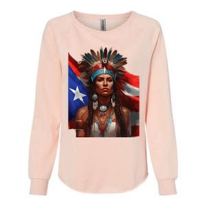 Indigenous Taino Woman Puerto Rican Flag Caribbean Womens California Wash Sweatshirt