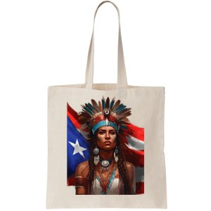 Indigenous Taino Woman Puerto Rican Flag Caribbean Tote Bag