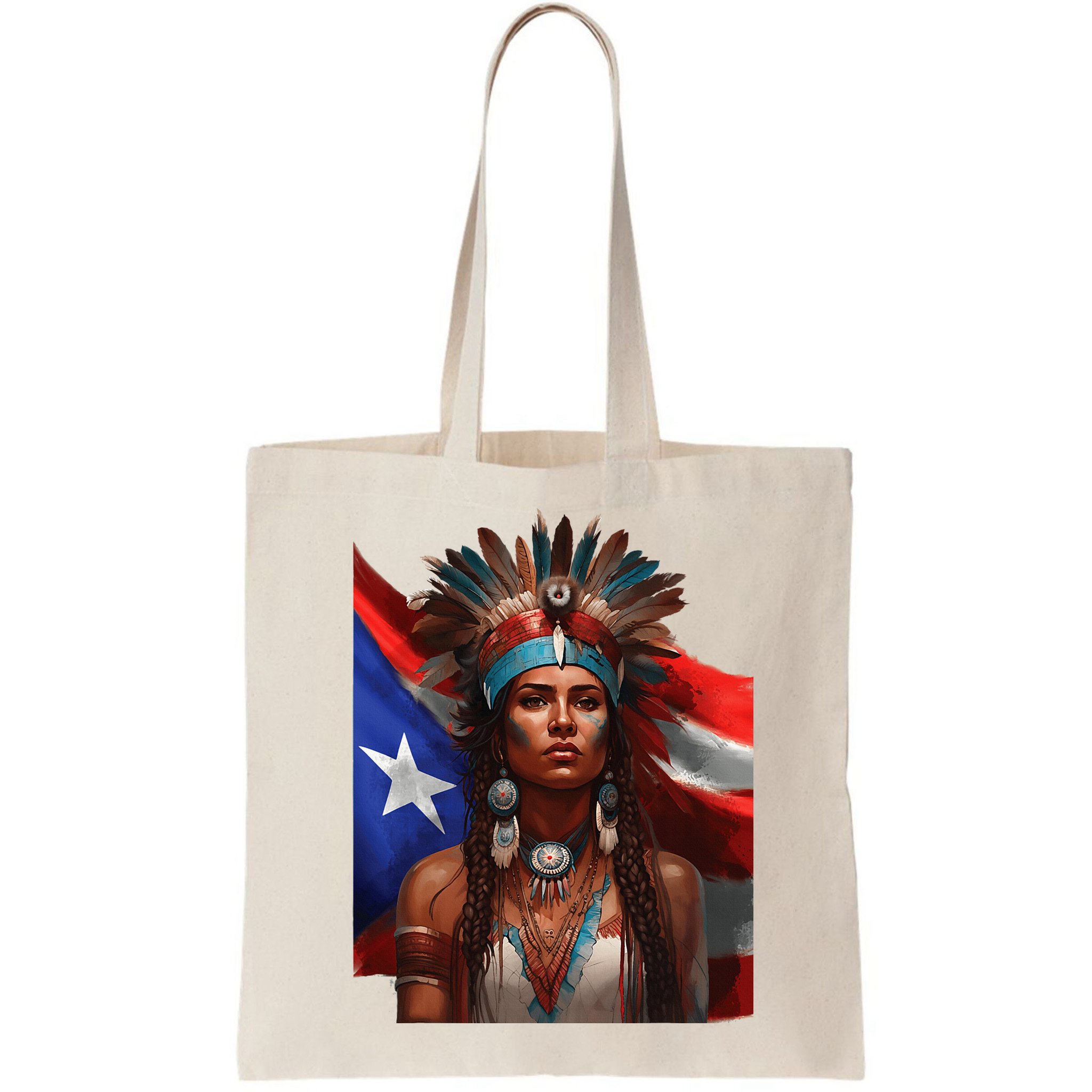 Indigenous Taino Woman Puerto Rican Flag Caribbean Bag