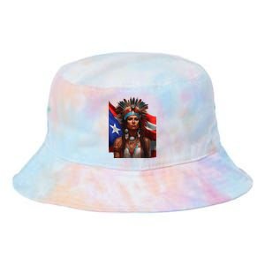 Indigenous Taino Woman Puerto Rican Flag Caribbean Tie Dye Newport Bucket Hat