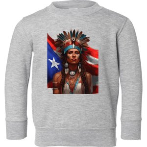 Indigenous Taino Woman Puerto Rican Flag Caribbean Toddler Sweatshirt