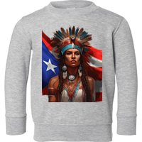 Indigenous Taino Woman Puerto Rican Flag Caribbean Toddler Sweatshirt