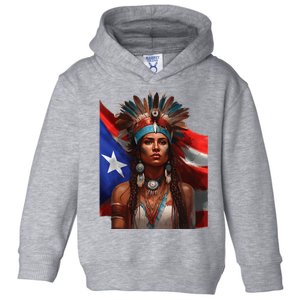 Indigenous Taino Woman Puerto Rican Flag Caribbean Toddler Hoodie