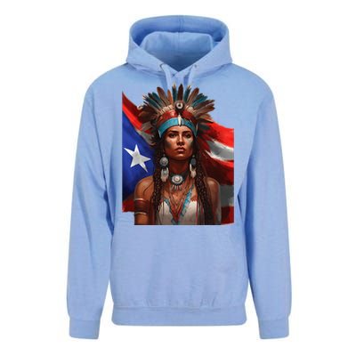 Indigenous Taino Woman Puerto Rican Flag Caribbean Unisex Surf Hoodie