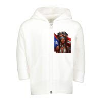 Indigenous Taino Woman Puerto Rican Flag Caribbean Toddler Zip Fleece Hoodie