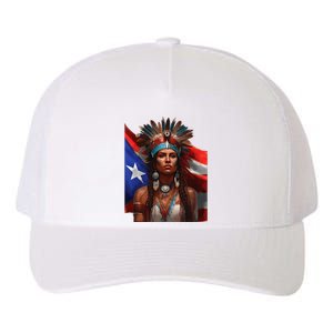 Indigenous Taino Woman Puerto Rican Flag Caribbean Yupoong Adult 5-Panel Trucker Hat