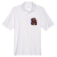 Indigenous Taino Woman Puerto Rican Flag Caribbean Men's Origin Performance Pique Polo