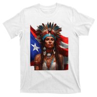 Indigenous Taino Woman Puerto Rican Flag Caribbean T-Shirt