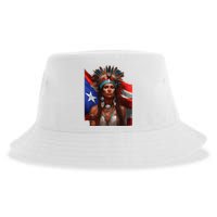 Indigenous Taino Woman Puerto Rican Flag Caribbean Sustainable Bucket Hat