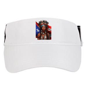 Indigenous Taino Woman Puerto Rican Flag Caribbean Adult Drive Performance Visor