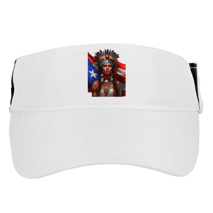 Indigenous Taino Woman Puerto Rican Flag Caribbean Adult Drive Performance Visor