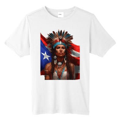 Indigenous Taino Woman Puerto Rican Flag Caribbean Tall Fusion ChromaSoft Performance T-Shirt