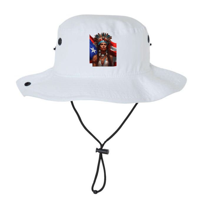 Indigenous Taino Woman Puerto Rican Flag Caribbean Legacy Cool Fit Booney Bucket Hat