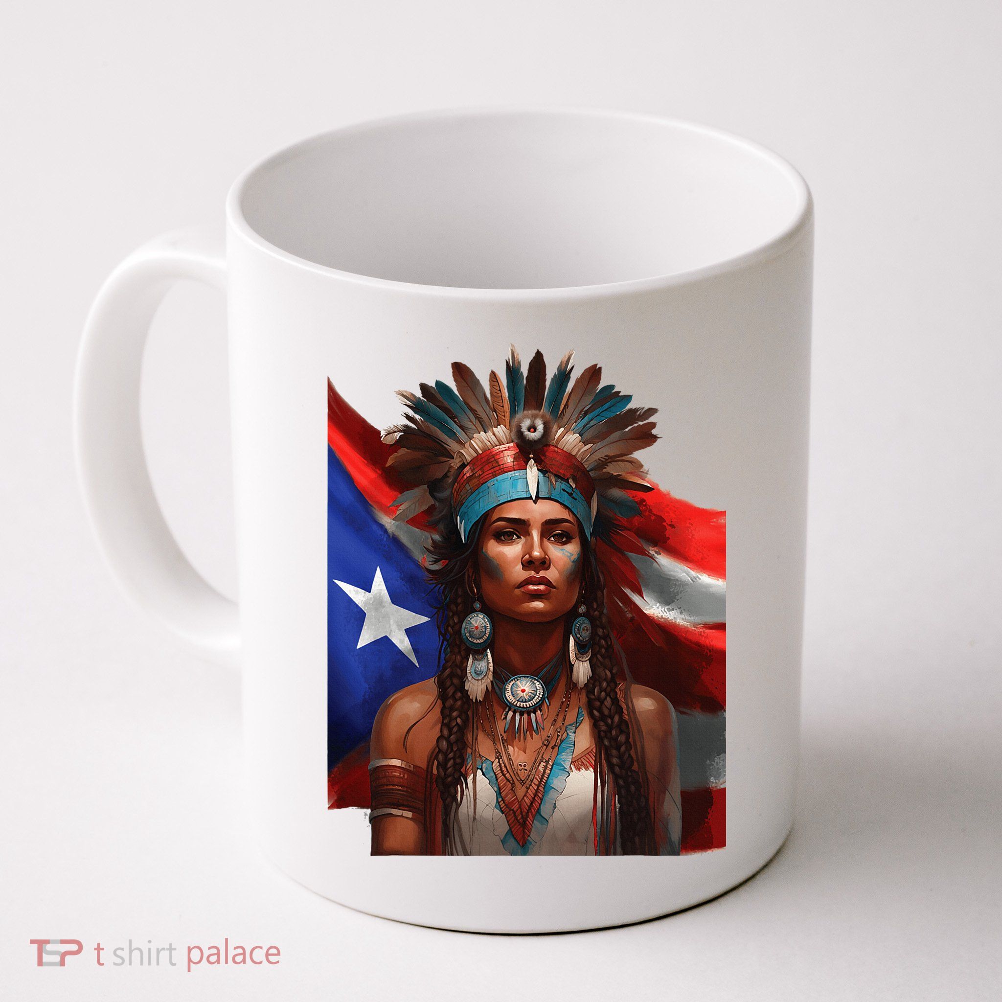 Indigenous Taino Woman Puerto Rican Flag Caribbean Mug