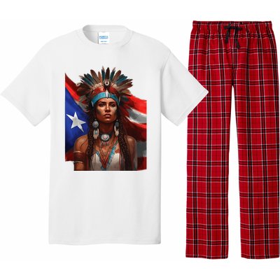 Indigenous Taino Woman Puerto Rican Flag Caribbean Pajama Set