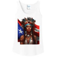 Indigenous Taino Woman Puerto Rican Flag Caribbean Ladies Essential Tank