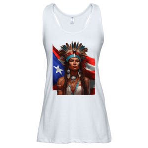 Indigenous Taino Woman Puerto Rican Flag Caribbean Ladies Essential Flowy Tank