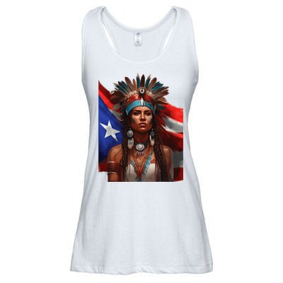 Indigenous Taino Woman Puerto Rican Flag Caribbean Ladies Essential Flowy Tank