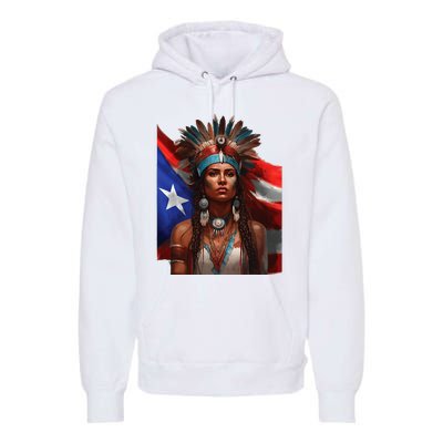 Indigenous Taino Woman Puerto Rican Flag Caribbean Premium Hoodie