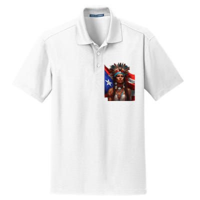 Indigenous Taino Woman Puerto Rican Flag Caribbean Dry Zone Grid Polo