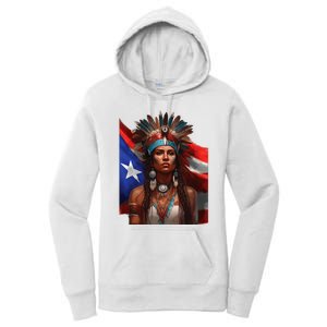 Indigenous Taino Woman Puerto Rican Flag Caribbean Women's Pullover Hoodie