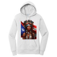 Indigenous Taino Woman Puerto Rican Flag Caribbean Women's Pullover Hoodie