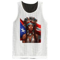 Indigenous Taino Woman Puerto Rican Flag Caribbean Mesh Reversible Basketball Jersey Tank