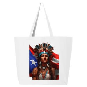 Indigenous Taino Woman Puerto Rican Flag Caribbean 25L Jumbo Tote