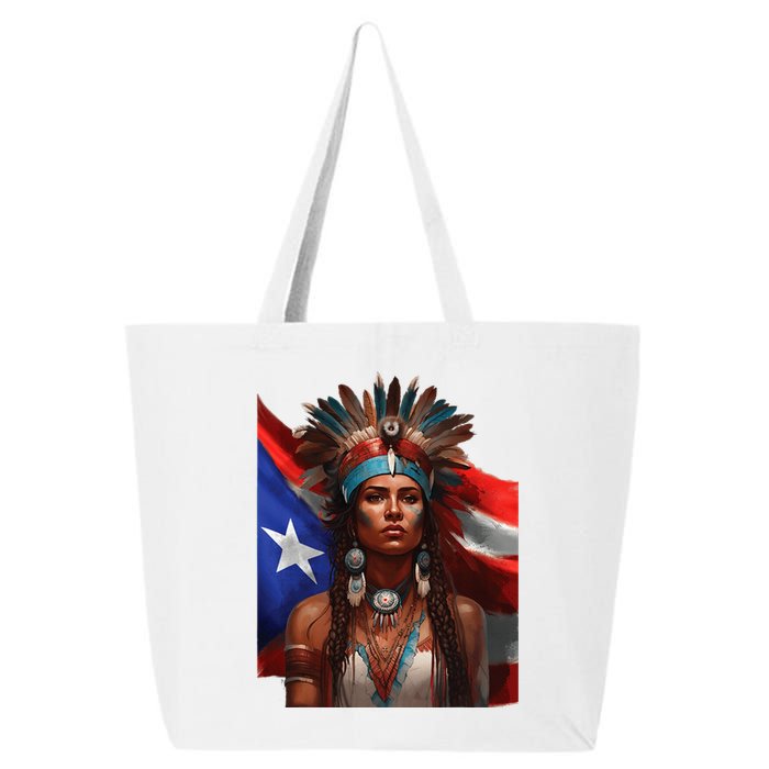 Indigenous Taino Woman Puerto Rican Flag Caribbean 25L Jumbo Tote