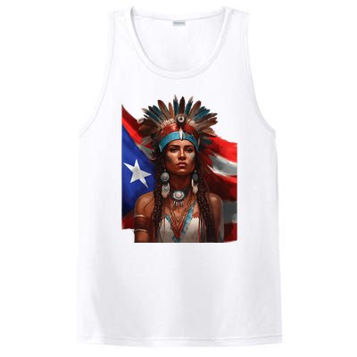 Indigenous Taino Woman Puerto Rican Flag Caribbean PosiCharge Competitor Tank