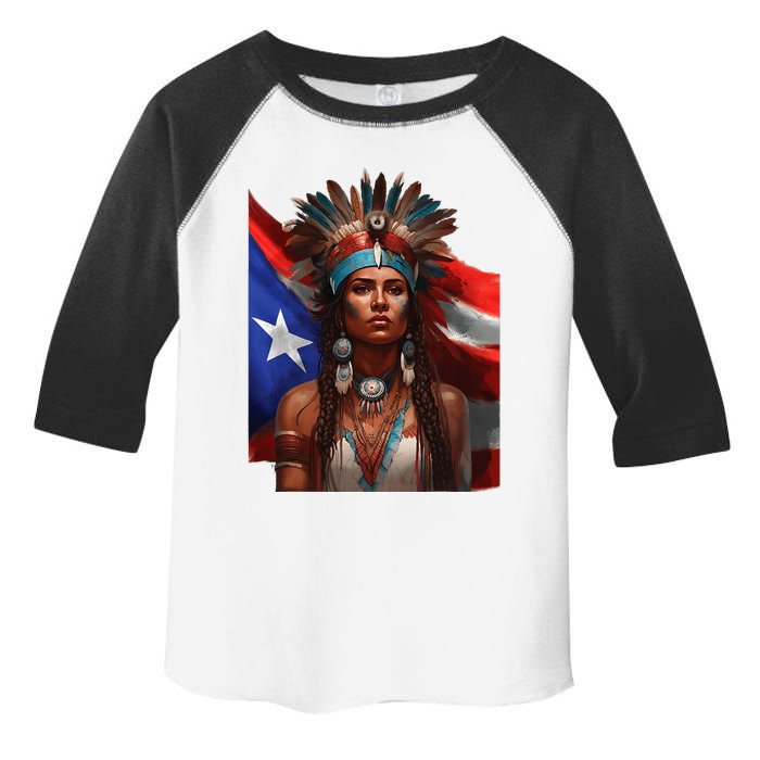 Indigenous Taino Woman Puerto Rican Flag Caribbean Toddler Fine Jersey T-Shirt