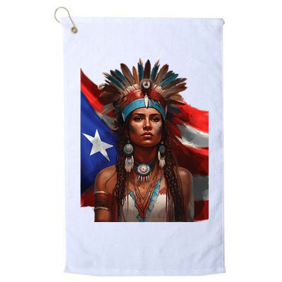 Indigenous Taino Woman Puerto Rican Flag Caribbean Golf Towel