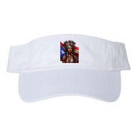 Indigenous Taino Woman Puerto Rican Flag Caribbean Valucap Bio-Washed Visor