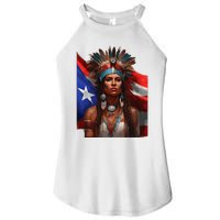 Indigenous Taino Woman Puerto Rican Flag Caribbean Women's Perfect Tri Rocker Tank