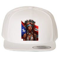 Indigenous Taino Woman Puerto Rican Flag Caribbean Wool Snapback Cap