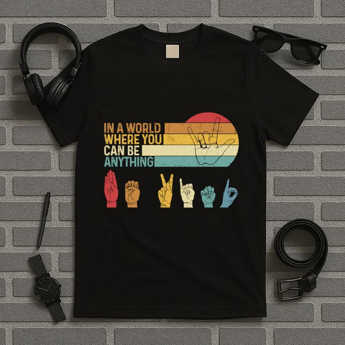 In The World Where You Can Be Anything Be Kind Sign Language T-Shirt