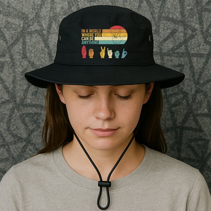 In The World Where You Can Be Anything Be Kind Sign Language Legacy Cool Fit Booney Bucket Hat