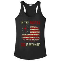 In The Waiting God Is Working Christian Saying USA Flag Ladies PosiCharge Competitor Racerback Tank