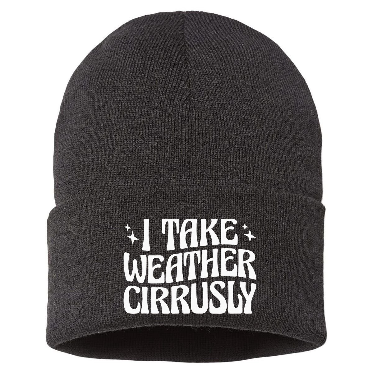 I Take Weather Cirrusly Meteorology Meteorologist Sustainable Knit Beanie