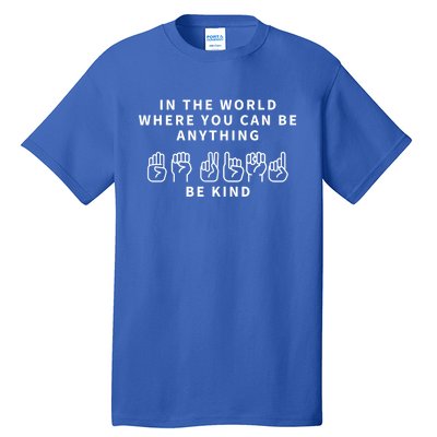 In The World Where You Can Be Anything Be Kind Sign Language Funny Gift Tall T-Shirt