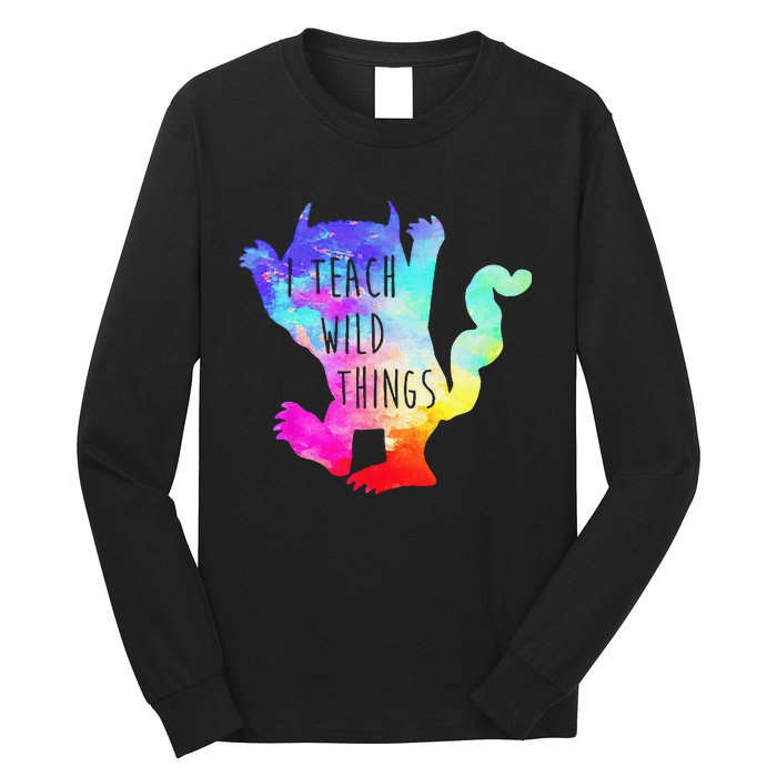 I Teach Wild Things Monster Funny Halloween Gifts Long Sleeve Shirt